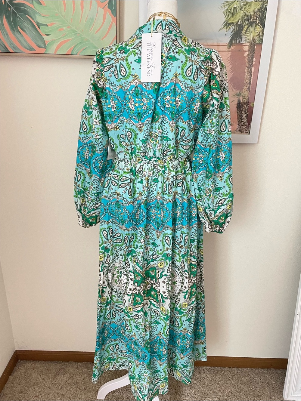 Everyone Loves The Weekend East Hampton Dress 100% Cotton Paisley XS New - Picture 10 of 10